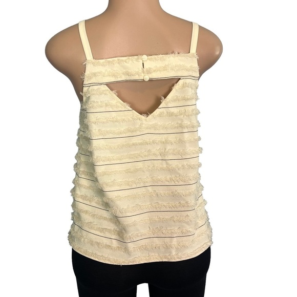 3/$30 🍂 Maeve by Anthropologie Cream Tank Top Sleeveless Fringes Back Accent - Picture 5 of 7